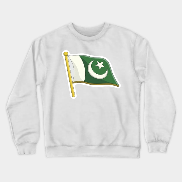 Pakistan flag Sticker design vector. Pakistan independence day 14th of august. Flag of the Republic of Pakistan in the wind on flagpole sticker design logo. Crewneck Sweatshirt by AlviStudio